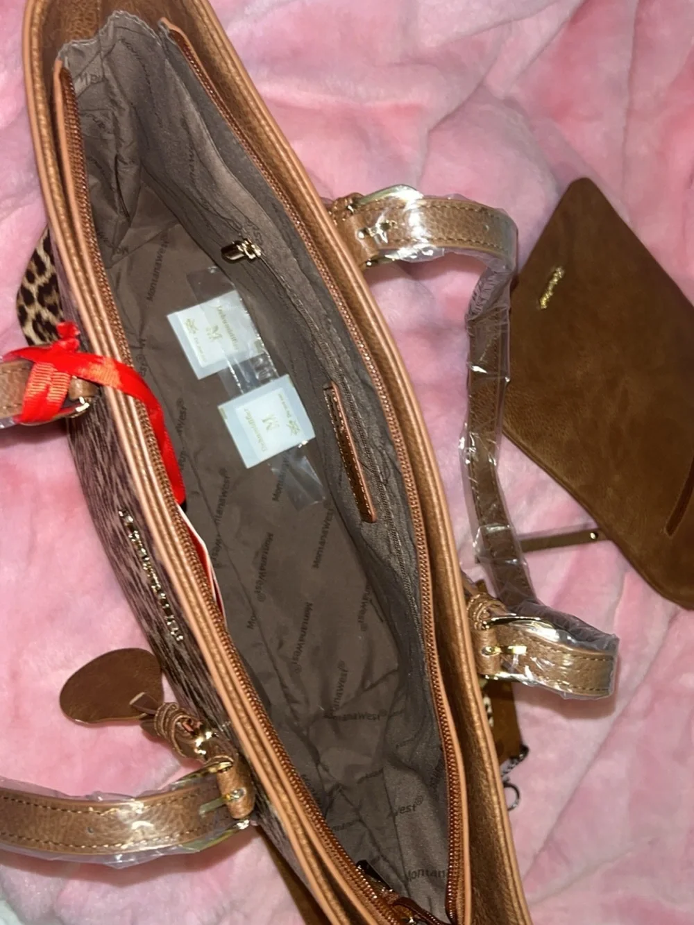 Montana west Leopard Print and Brown Tote Bag Set - Fashionable Women's Handbag